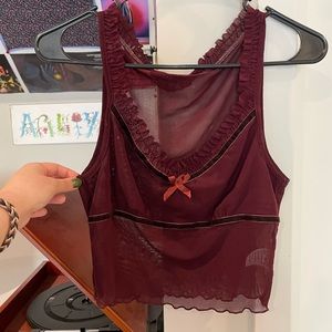 Maroon lingerie tank top